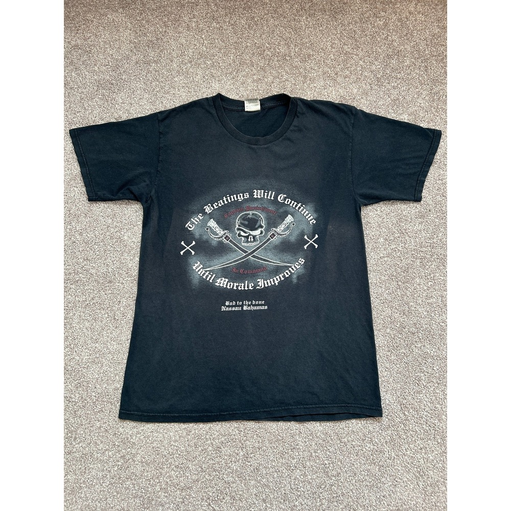 Graphic Tee Mens M Black Excellent Pirate Nassau Bahamas Skull Shirt